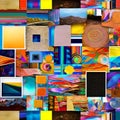 1548 Abstract Digital Art Collage: A creative and eclectic background featuring abstract digital art collage with a mix of textu Royalty Free Stock Photo