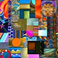 1548 Abstract Digital Art Collage: A creative and eclectic background featuring abstract digital art collage with a mix of textu Royalty Free Stock Photo