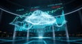 Futuristic neon cloud technology data analysis and future it innovations Royalty Free Stock Photo