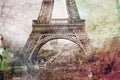 Abstract digital art of Eiffel Tower in Paris. Old paper. Digital art, high resolution, printable on canvas Royalty Free Stock Photo