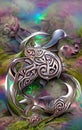 Fantasy silver artefact - abstract digital art