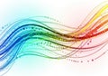 Abstract digital art features flowing, multicolored lines intersected Royalty Free Stock Photo
