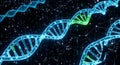 3D DNA Helix with Digital Binary Code and Glowing Particles, Futuristic Medical Technology Royalty Free Stock Photo