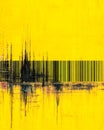 Abstract digital art featuring barcode patterns on a vibrant yellow background Royalty Free Stock Photo