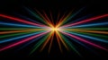 Vibrant Light Beams Exploding from Center in Rainbow Colors Against Dark Background Royalty Free Stock Photo