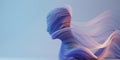 Abstract digital art featuring flowing gradient waves forming a human silhouette with soft pastel colors blending seamlessly Royalty Free Stock Photo