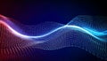Abstract digital art featuring flowing wave-like patterns composed of interconnected dots and lines Royalty Free Stock Photo