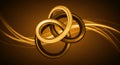 Abstract digital art featuring three interlocking rings, set against a gradient brown