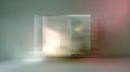 Abstract digital art featuring translucent layered rectangles with soft gradient lighting and blurred background in muted pastel Royalty Free Stock Photo