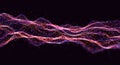 Abstract digital art featuring undulating waveforms composed of interconnected