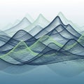 Abstract digital art featuring undulating waveforms in gradient shades of blue and green. The image Royalty Free Stock Photo