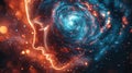 Abstract digital art of a human head with a swirling nebula inside The concept is about thinking dreaming consciousness Royalty Free Stock Photo