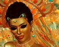 Abstract digital art of mysterious Indian or Asian fantasy woman. Royalty Free Stock Photo