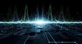 Abstract Digital Data Visualization Futuristic Waveforms and Circuitry Royalty Free Stock Photo