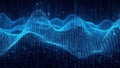 Abstract digital wave patterns with binary code in a futuristic blue hue Royalty Free Stock Photo