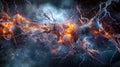 Abstract digital art surreal visualization of intertwining neural networks in a cosmic sci-fi environment