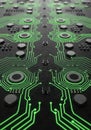Symmetrical green circuit board pattern Royalty Free Stock Photo