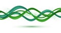 Abstract digital art with vibrant green curved lines and dots creating a dynamic wave pattern on a white background representing Royalty Free Stock Photo