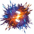 An abstract digital artwork features a dynamic explosion of sharp, angular shards in Royalty Free Stock Photo