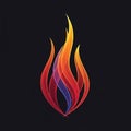 Abstract digital artwork features a stylized flame design with vibrant colors. Thin, Royalty Free Stock Photo