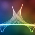 An abstract digital artwork featuring a bridge-like structure composed of intersectin Royalty Free Stock Photo