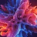 Abstract digital artwork featuring a complex, three-dimensional organic structure. The