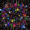 Abstract digital artwork featuring an explosion of colors radiating Royalty Free Stock Photo