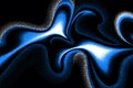 abstract digital artwork featuring flowing, wavy patterns in varying shades of blue and white on a black background Royalty Free Stock Photo