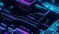 Abstract digital artwork featuring a futuristic circuit board-like pattern with intersecting lines and geometric shapes Royalty Free Stock Photo