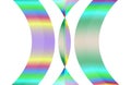 Abstract digital artwork featuring intersecting crescent shapes with a gradient rainbow effect. Royalty Free Stock Photo