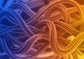 Abstract digital artwork featuring intertwining, ribbon-like structures in vibrant shades of blue, Royalty Free Stock Photo