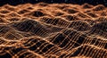 Abstract Orange Glowing Wavy Lines and Particles on Dark Background light energy Royalty Free Stock Photo