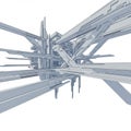 Abstract digital artwork featuring an intricate network of intersecting linear structures. Royalty Free Stock Photo
