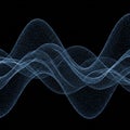 Abstract digital artwork featuring undulating, translucent waveforms against a black Royalty Free Stock Photo