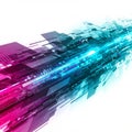 Abstract digital artwork with a futuristic theme. Features overlapping, dynamic