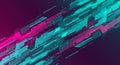 Abstract digital artwork with interlocking geometric shapes in neon colors.