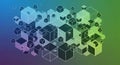 Abstract digital artwork with interlocking transparent cubes Royalty Free Stock Photo