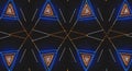 A digital art piece featuring a geometric pattern of blue and orange triangles forming a diamond shape with thin connecting lines Royalty Free Stock Photo