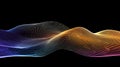 Abstract Colorful Gradient Wireframe Surface on Black Background, Technology Data Visualization Wave Lines Royalty Free Stock Photo
