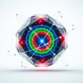 Abstract digital atom with glowing core and geometric structure Royalty Free Stock Photo