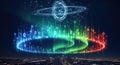 Abstract digital aurora over cityscape data streams glowing futuristic technology Royalty Free Stock Photo