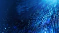 Abstract digital background with binary code and ai algorithms running in deep blue setting