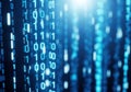 Abstract digital background with binary code falling in blue light Royalty Free Stock Photo