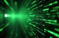 Abstract digital background with binary code in green color. Futuristic digital network, cyberspace, programming science concept. Royalty Free Stock Photo