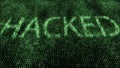 Abstract digital background. Binary code. Hacked. Green color. 3D rendering Royalty Free Stock Photo