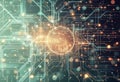 Abstract digital background. It can be used for technological processes, neural networks, and AI, digital storages, sound and grap
