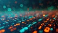 Abstract digital background with colorful binary code, bokeh lights. Futuristic tech design for data analysis, innovation, AI, Royalty Free Stock Photo