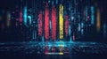 Abstract Digital Background with Colorful Vertical Bars and Binary Code Elements in Futuristic Theme Royalty Free Stock Photo