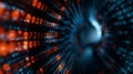 Abstract digital background featuring glowing binary code in vibrant colors, representing technology and data flow in cyberspace