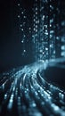 Abstract digital background featuring streams of binary code and glowing data particles flowing through a dark cyberspace Royalty Free Stock Photo